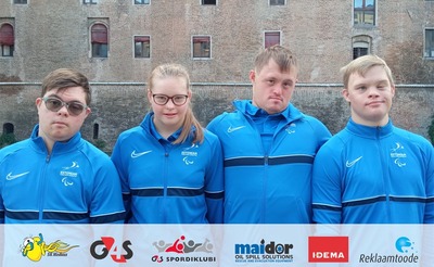 SK Meduus downi sündroomiga ujujad vasakult: Kaspar Paul Loik, Keira Rattur, Vahur Ploomipuu, Hardi Pais