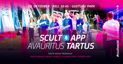 Osalemiseks liitu SCULT.app platvormil endale sobiva TASUTA treeninguga 19. oktoobril algusega kell 16:45 Tartus, Uueturu pargis