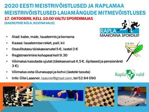 Eesti 2020. aasta meistrivõistlused lauamängude mitmevõistluses; neiud, noormehed, naised ja mehed
